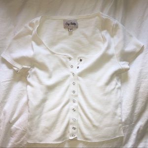 Cotton waffle button down baby tee
